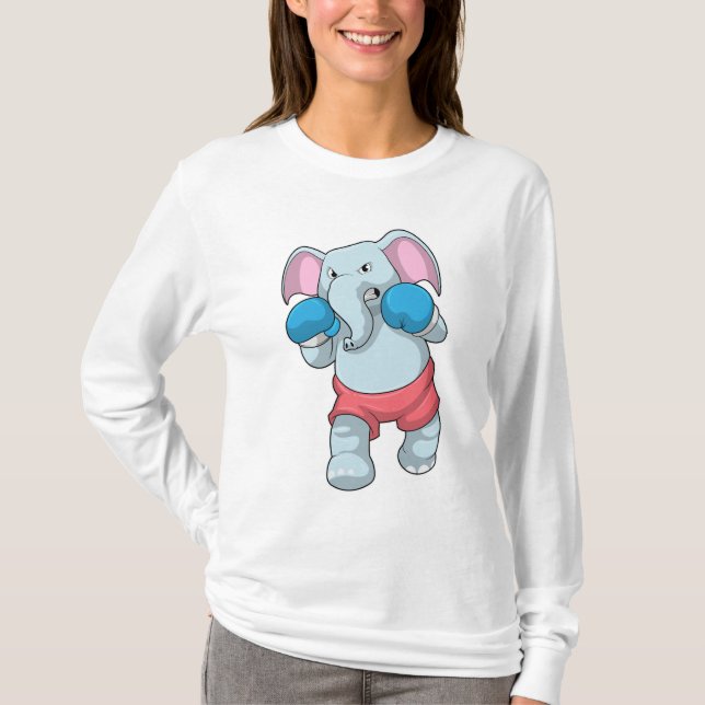 Elefant på Boxing med Boxinghandskar T Shirt (Framsida)