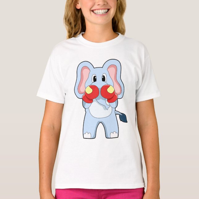 Elefant på Boxing med Boxinghandskar T Shirt (Framsida)