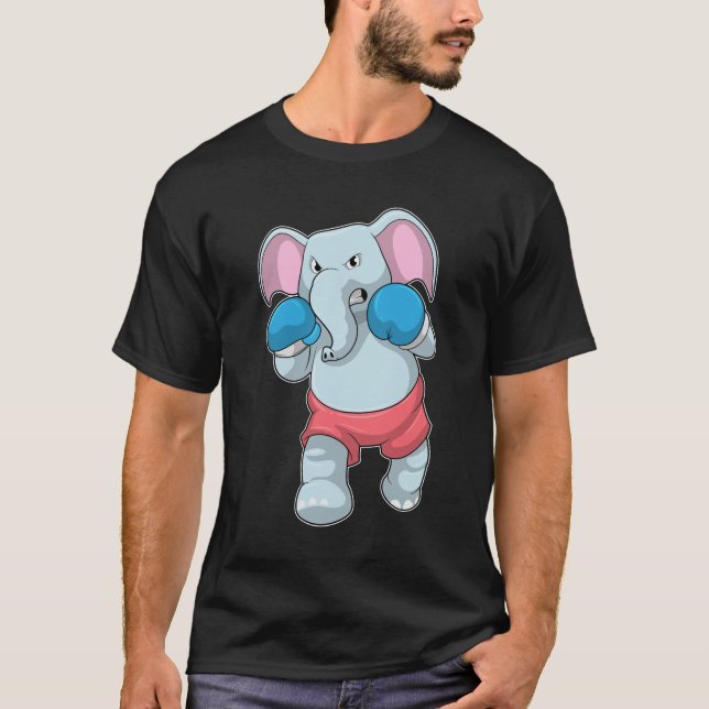 Elefant på Boxing med Boxinghandskar T Shirt (Framsida)