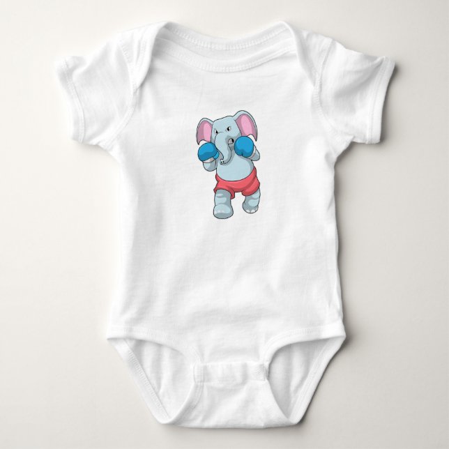 Elefant på Boxning med Boxnings-handskar T Shirt (Framsida)