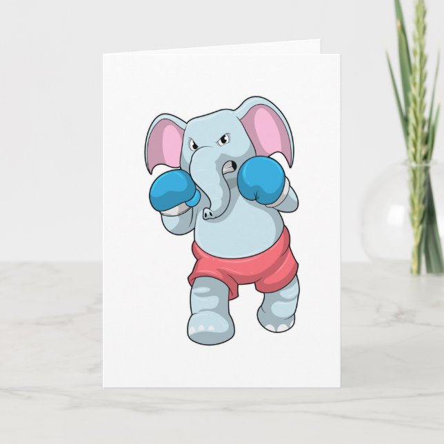 Elefant på boxning med boxningshandskar kort (Framsida)