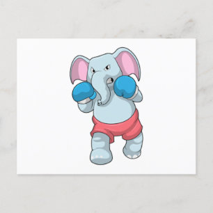 Elefant på boxning med boxningshandskar vykort