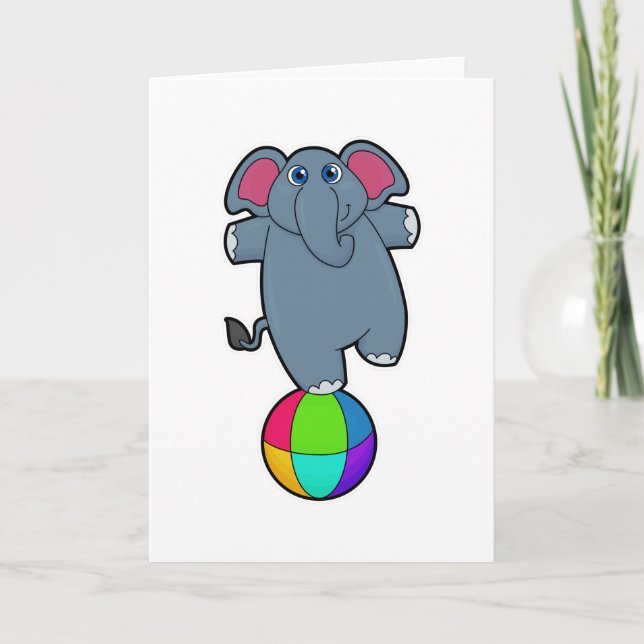 Elefant på cirkus med cirkusboll kort (Framsida)