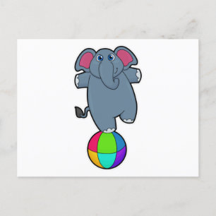 Elefant på cirkus med cirkusboll vykort