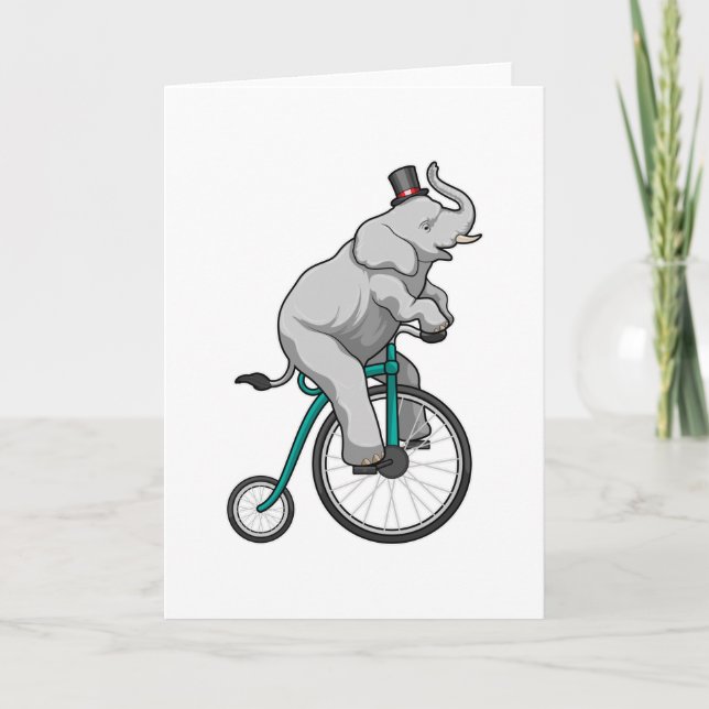 Elefant på cirkus med cykel kort (Framsida)