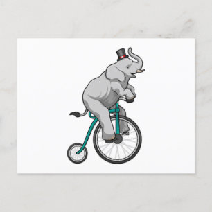 Elefant på cirkus med cykel vykort