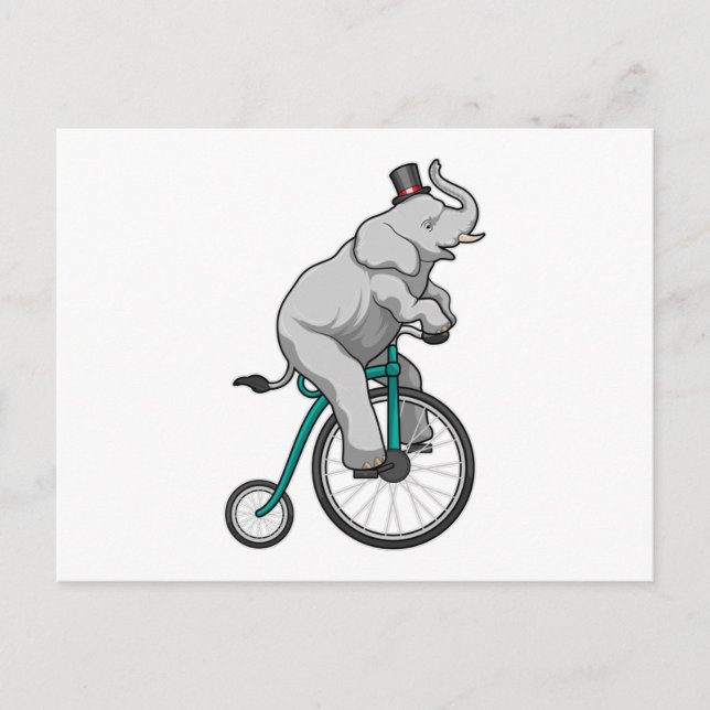 Elefant på cirkus med cykel vykort (Framsida)