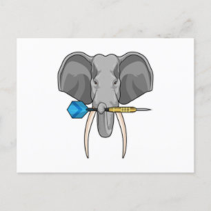 Elefant på Dart med Pil Vykort