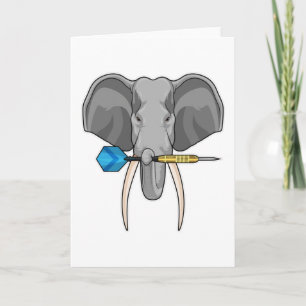 Elefant på Dartsmål med Dartpil Kort
