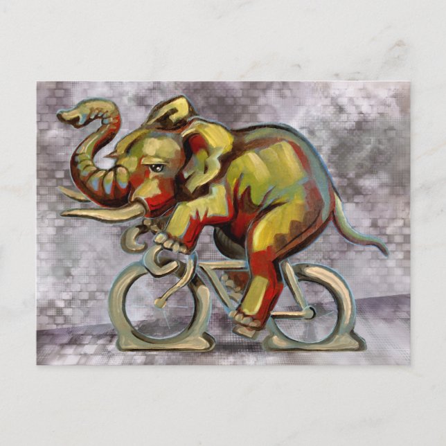 Elefant på en cykel vykort (Framsida)