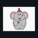 Elefant på fest med mikrofon vykort<br><div class="desc">Denna design är den perfekta presenten för en födelsedag,  jul och andra firanden. Den passar för kvinnor,  män och barn.</div>