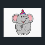 Elefant på fest med mikrofon vykort<br><div class="desc">Denna design är den perfekta presenten för en födelsedag,  jul och andra firanden. Den är lämplig för kvinnor,  män och barn.</div>