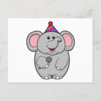 Elefant på fest med mikrofon