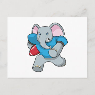 Elefant på fotboll med utrustning vykort