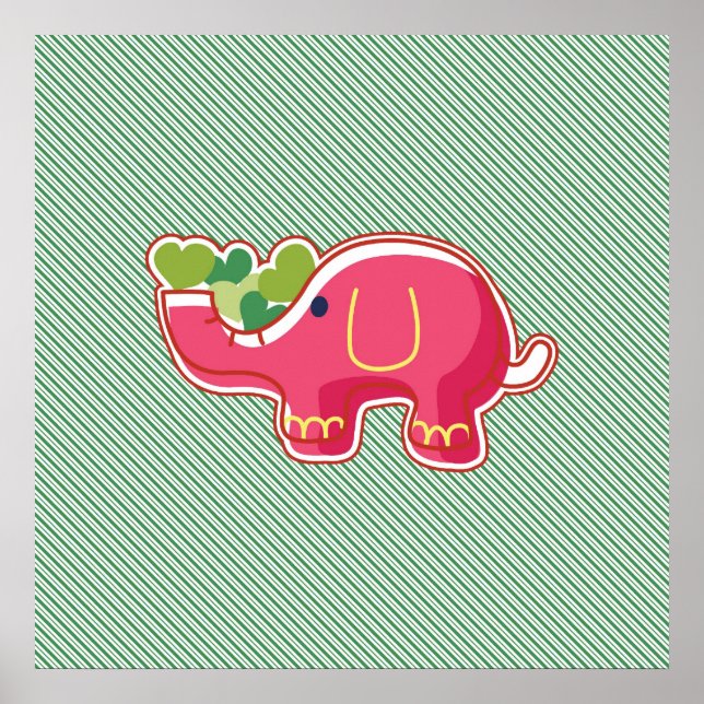 Elefant på Gröntens diagonala ram Poster (Framsidan)