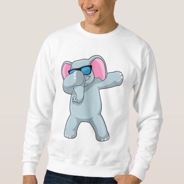 Elefant på Hip Hop Dans Dab Lång Ärmad Tröja (Framsida)