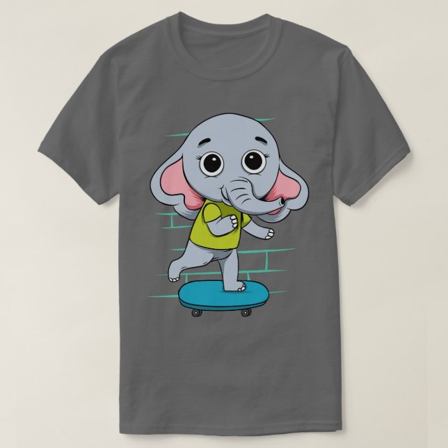 Elefant på Skateboard T Shirt (Design framsida)