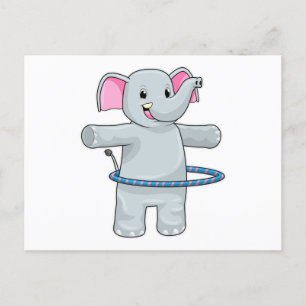 Elefant på sport med fitnessdäck vykort