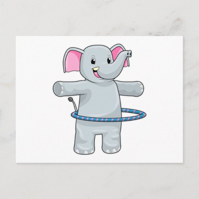 Elefant på sport med fitnessdäck vykort (Framsida)