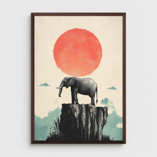 Elefant på sten Djur Natur Vilda djur Estetisk Poster