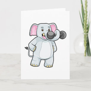 Elefant på styrketräning med hantel kort