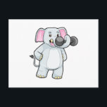 Elefant på styrketräning med hantel vykort<br><div class="desc">Denna design är den perfekta gåvan för en födelsedag,  jul och andra firanden. Den är lämplig för kvinnor,  män och barn.</div>