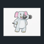 Elefant på styrketräning med hantel vykort<br><div class="desc">Denna design är den perfekta gåvan för en födelsedag, jul och andra firanden. Den är lämplig för kvinnor, män och barn.</div>