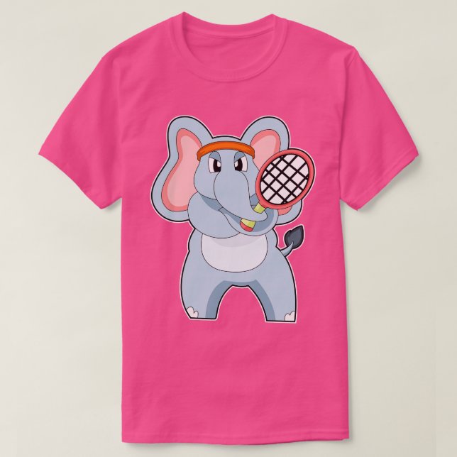 Elefant på Tennis med tennis Racket T Shirt (Design framsida)
