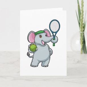 Elefant på tennis med tennisracket kort