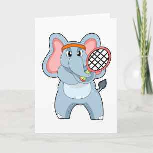 Elefant på tennis med tennisracket kort