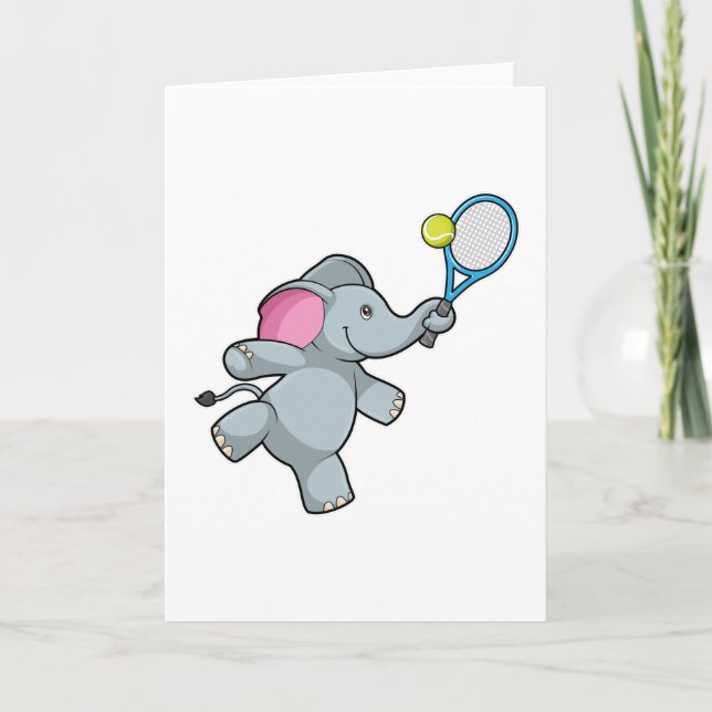 Elefant på tennis med tennisracket kort (Framsida)
