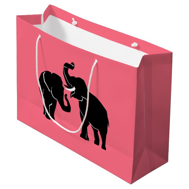 Elefant par Gift Bag - Anpassningsbar Färg - Rosa (Framsidan Vinklad)