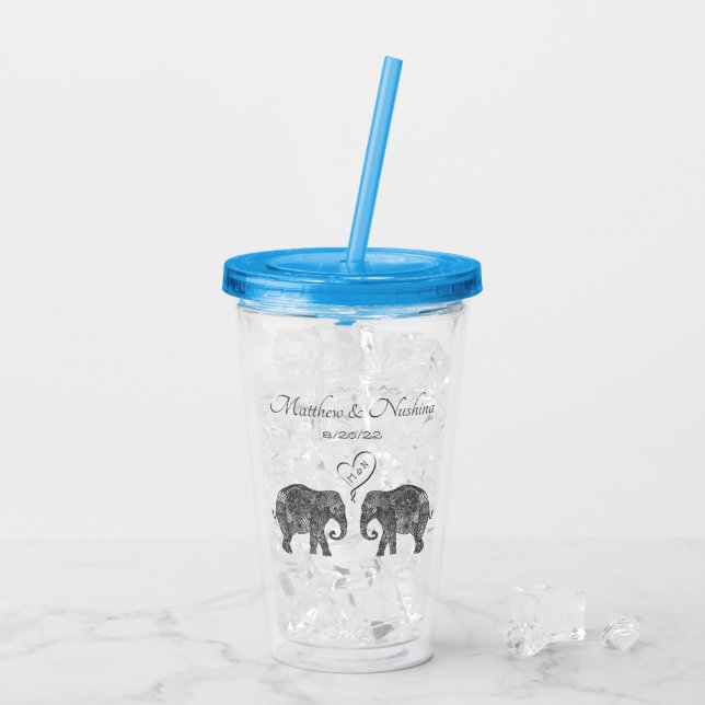 Elefant par Tons från Kärlek Personligt bröllp Take Away Mugg (Baksida Ice)