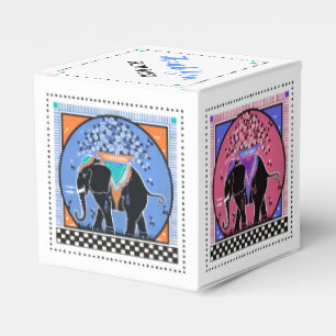 Elefant Parad i Orange, Gult, blått och Rosa Presentaskar