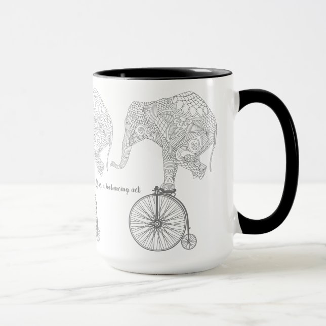 Elefant Penny Farthing Cykel Balans Mugg (Höger)