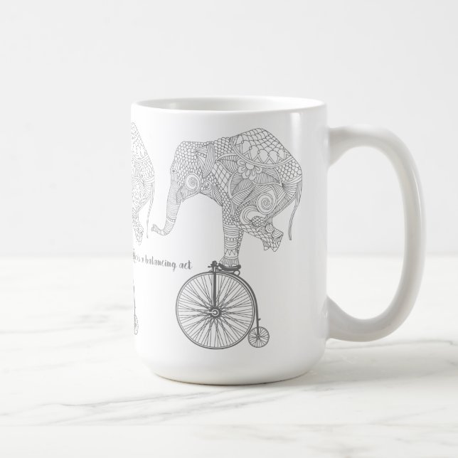 Elefant Penny Farthing Cykel Balans Mugg (Höger)