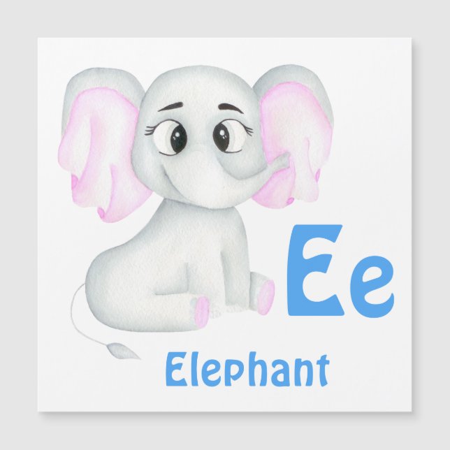 Elefant personalize ABC: Brev E - lägg till ditt n (Framsida)