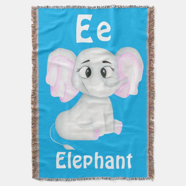 Elefant personalize ABC: Brev E - lägg till ditt n Filt (Framsidan Vertikal)