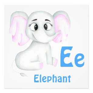Elefant personalize ABC: Brev E - lägg till ditt n Fototryck