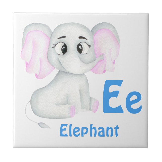 Elefant personalize ABC: Brev E - lägg till ditt n Kakelplatta (Framsidan)