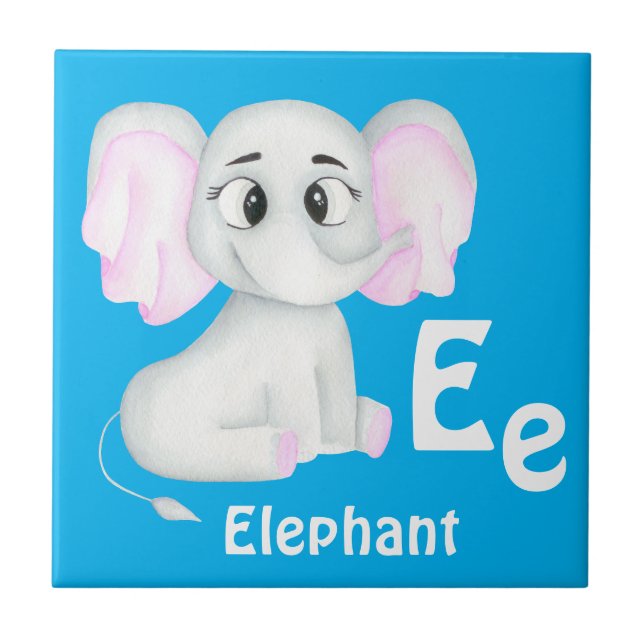 Elefant personalize ABC: Brev E - lägg till ditt n Kakelplatta (Framsidan)