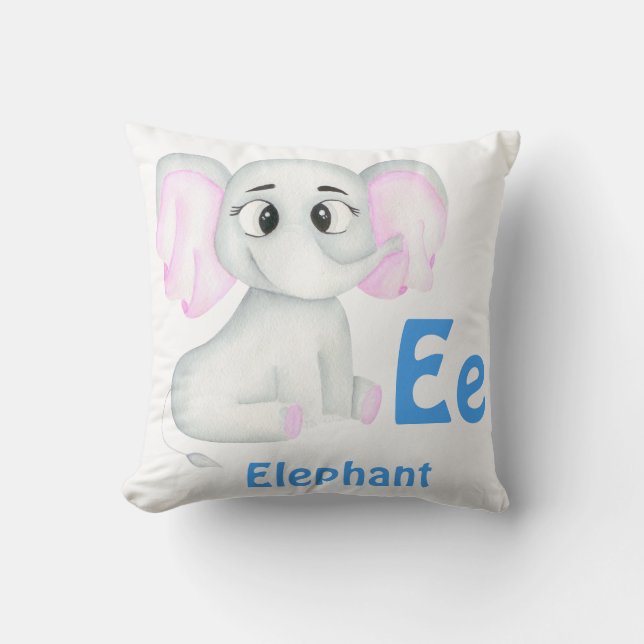 Elefant personalize ABC: Brev E - lägg till ditt n Kudde (Framsida)