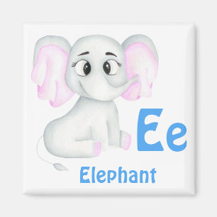 Elefant personalize ABC: Brev E - lägg till ditt n Magnet