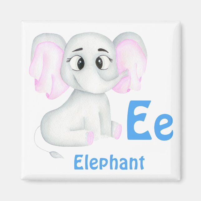 Elefant personalize ABC: Brev E - lägg till ditt n Magnet (Framsidan)