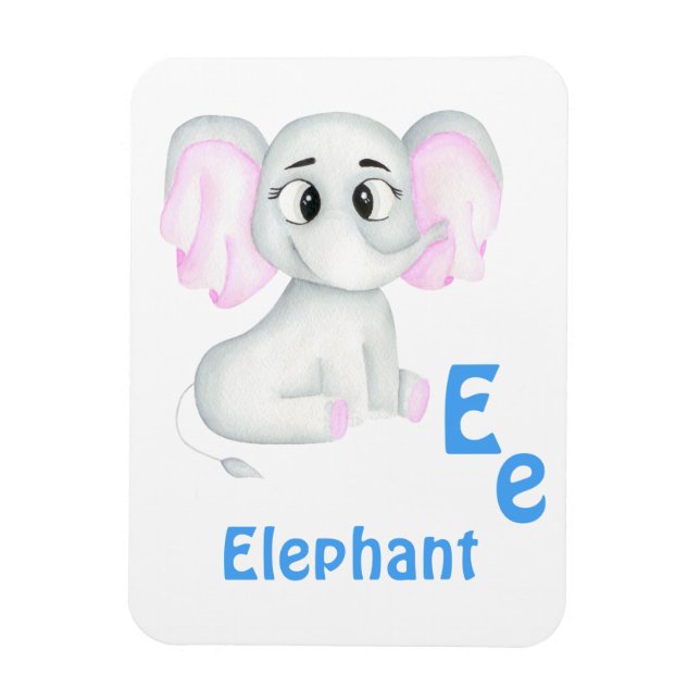 Elefant personalize ABC: Brev E - lägg till ditt n Magnet (Vertikal)