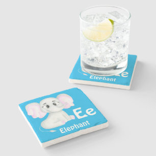 Elefant personalize ABC: Brev E - lägg till ditt n Stenunderlägg