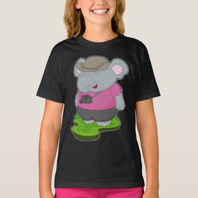 Elefant Photografer Camera T Shirt (Framsida)
