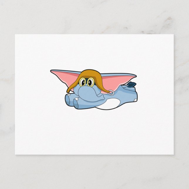 Elefant Pilot Pilot hatt Vykort (Framsida)