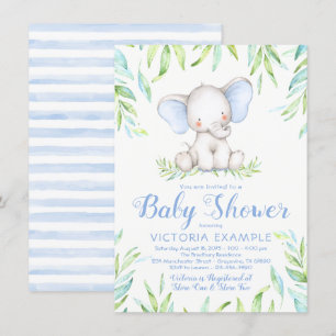 Elefant Pojke Jungle Bebis Shower Inbjudningar
