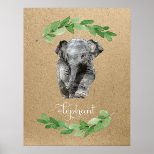 Elefant pojkrum nursery tryck